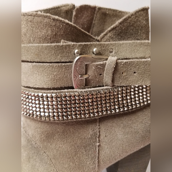 NINE WEST Ankle Boots Gray leather/suede size 5 - Picture 6 of 11